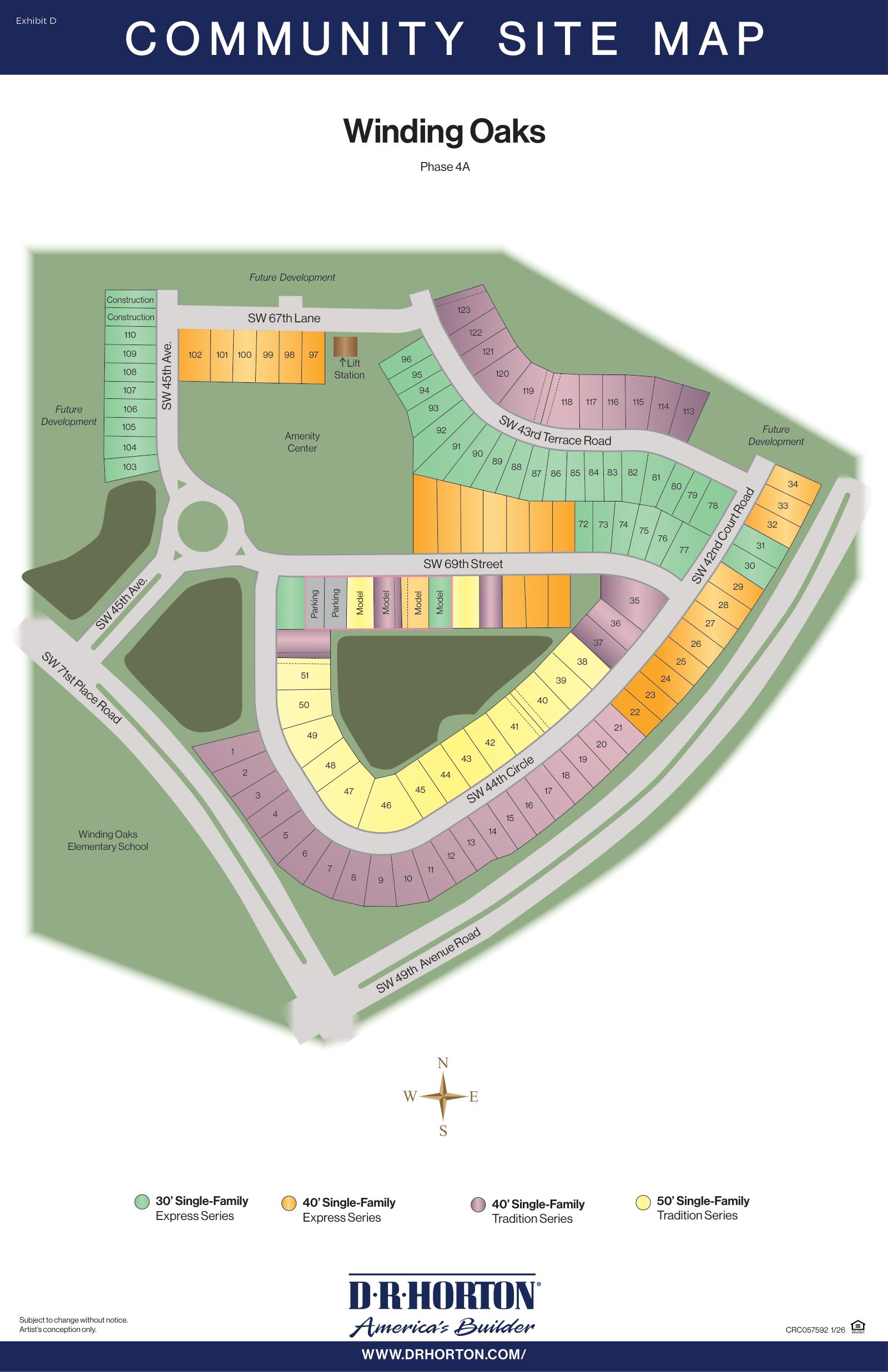 Winding Oaks - Tartan Farms - Sitemap - Phase 4A — homesite 45 marked