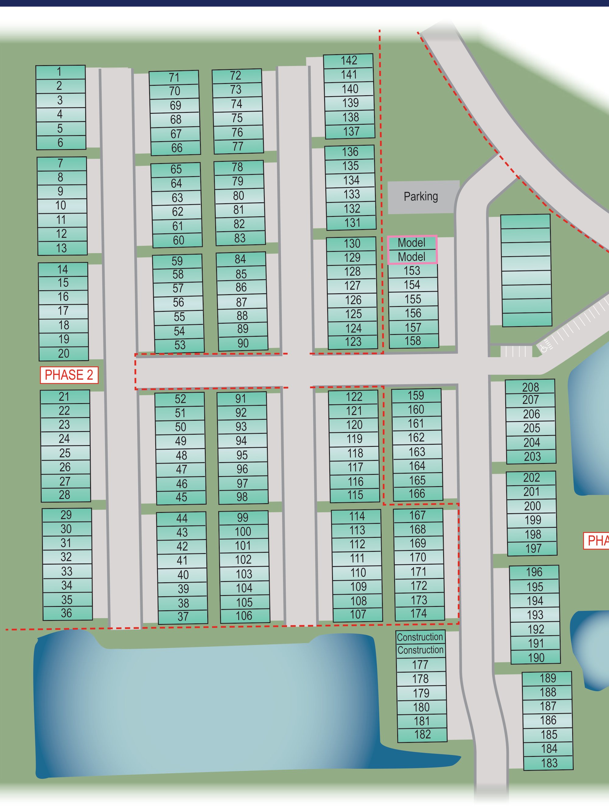 Site plan of Tara Vista with each available homesite outlined
